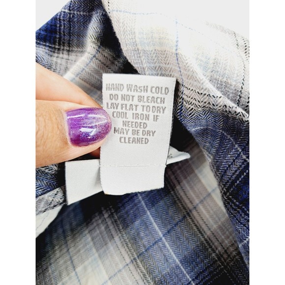 Soft Surroundings Plaid Button Down Shirt Tunic Cowl Neck Pockets Cotton P XL‎ - Picture 8 of 9